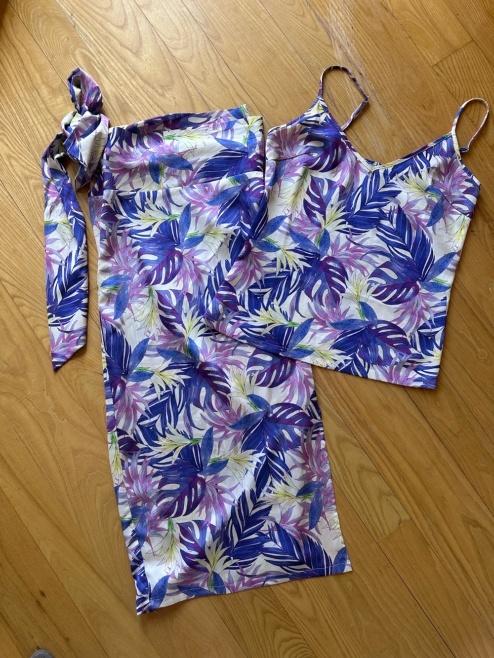 Never Fully Dressed Purple & White Tropical Midi Dress Set